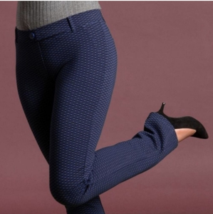 Betabrand straight leg Navy Blue Heart Print Dress Pant Yoga Pant Size L‎